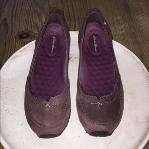 Eddie Bauer Leather Slip-On Shoes - Dark Plum Sz 7